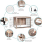 DWANTON Dog Crate Furniture with Cushion, Wooden Kennel Table with Double Doors, Indoor Dog House, Large Size, 38.5" L, Greige