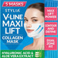 Stylia MaxiLift V-Line Lifting Collagen Face Mask – Enhanced Double Chin Reducer – Jawline Shaper Face Lifting Masks – Firming Neck Lift Collagen Mask – Chin Strap for Sleeping – Hyaluronic, Aloe 5PC