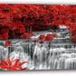 Yxbhhym Large Black and White Decor Waterfall Canvas Wall Art Red Tree Wall Decor Landscape Prints Posters Forest Scenery Paintings for Wall Decoration Bedroom Living Room Décor- Framed Wall Art