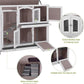 GUTINNEEN Rabbit Hutch Indoor Outdoor Bunny House Guinea Pig Cage on Wheel with Plastic Tray 47inch (Brown)