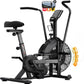 Air Bike, Exercise Bike with Magnetic & Air Resistance Fan Bike, Stationary Bike for Home Cardio Workout, Adjustable Indoor Cycling Bike with APP & Dual Action Handlebars, 350lb Capacity