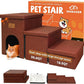 Dog Stairs with Condo 18" H, 3-Step Wider Dog Steps for High Beds Couch, Folding Storage Pet Stairs Gift for Small/Medium/Large Old Dogs Cats, Ramp for Climbing Car Up to 200 lbs, Brown