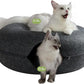 CATTASAURUS Peekaboo Cat Cave for Multiple & Large Cats Up to 30-45 Lbs, Scratch Detachable & Washable Tunnel Bed, Comfy Donut Cat Cave (Dark Gray, Jumbo)