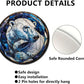 Lygond Metal Sign Tin Sign Circular Stained Glass Polar Bear2 Funny Sign For Garage 8×8 Inches