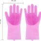 Pet Grooming Gloves，Heat-Resistant Silicone Gloves with High-Density Teeth for Enhanced Massaging and Bathing of Dogs and Cats (Pink, 1 Pair)