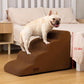 4-Step Dog Stairs and Ramp for Beds or Couches – Non-Slip Sturdy Pet Steps for Small Dogs and Cats,17.4" H,Brown