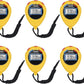 6 Pack Multi-Function Electronic Digital Sport Stopwatch Timer, Large Display with Date Time and Alarm Function,Suitable for Sports Coaches Fitness Coaches and Referees (Yellow)