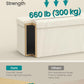 SONGMICS MAZIE Collection - Storage Ottoman Bench, Foldable Foot Rest, 15 x 43 x 15 Inches, End of Bed Bench, Storage Chest, Load 660 lb, Living Room, Bedroom, Entryway, Cream White ULSF604W01