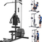 LAT Pulldown Machine, Multi-Functional Cable Machine with High and Low Pulley Station, Row Cable Machine Home Gym with Leg Support, Tricep Workout Equipment