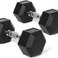 RitFit 5-650 LBS PVC Encased Hex Dumbbell Sets with Optional Rack for Home Gym, Hand weight with Chrome Handle for Strength Training, Workouts