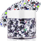Halloween Body Glitter Gel,Black White Skull Pumpkin Professional Vibrant Music Festival Party Rave Accessories,Sparking Chunky Face Glitter Paint Makeup for Women and Kids