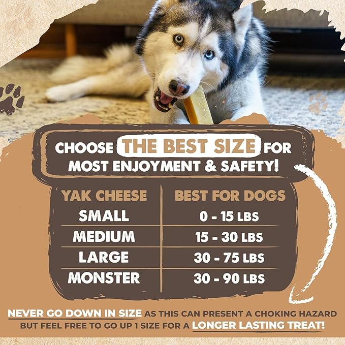 Mighty Paw Yak Cheese Dog Chews - All-Natural Treats for Dogs, High Protein Treat with 68 Grams of Protein Per Chew, Delicious and Long Lasting, Odor Free with Limited Ingredients, Monster, 12 Pack