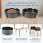 SPUNKYJUNKY Elevated Dog Bowls Ceramic, 8.3'' Dogs Food Water Bowls Raised with Non-Slip Bamboo Stand for Large Sized Breed Microwave Dishwasher Safe - 60 OZ,Paw Black