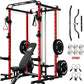 RitFit Power Cage with Optional LAT PullDown/Cable Crossover, 1000LB Squat Rack for Home & Garage Gym, with Weight Storage Rack and More Training Attachments, ASTM-Certified