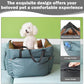 Dog Car Seat for Small Dogs, Large Leather Dog Car Bed with Storage Pocket, Waterproof PVC Leather Booster Seat Travel Bed for Front & Back Seat, Clip-On Safety Leash (Blue/Brown)