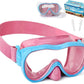 Kids Swim Goggles 180° Snorkel Diving Mask with Nose Cover, Anti-Fog Kids Swimming Goggles with Elastic Fabric Strap for Kids Boys Girls