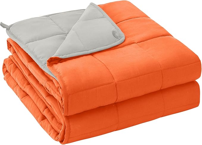 yescool Weighted Blanket for Adults (30 lbs, 88” x 104”, Orange) Cooling Heavy Blanket for Sleeping Perfect for 290-310 lbs, King Size Breathable Blanket with Premium Glass Bead