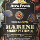 Ultra Fresh Marine Fish Food, 75% Sword Prawns + Squids, Natural Protein, Color Enhancement, for Large Saltwater Fish, Marine Shrimp Patties L 5.29oz