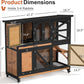 47.3" Two Story Rabbit Cage Bunny Cage Indoor, Wooden Rabbit Hutch Hamster Cages for Small Animals, Outdoor Guinea Pig Cages with Wheels & 2 Removable Trays & Bottom Wire Mesh