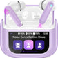 Wireless Earbuds, Bluetooth 5.4 Headphones with Multifunctional Touch Screen, 48H Bass Stereo Ear Buds with ANC/ENC Noise Cancelling/Transparency Mode, IPX7 Earphones with 5 EQ Modes, Purple