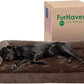 Furhaven Cooling Gel Dog Bed for Large Dogs w/ Removable Bolsters & Washable Cover, For Dogs Up to 125 lbs - Plush & Velvet L Shaped Chaise - Sable Brown, Jumbo Plus/XXL