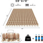 Picnic Blanket Extra Large Waterproof with Strap 59"x79" - Machine Washable Tassels Faux Wool Cashmere for Park, Grass, Camping, Hiking, Concerts (Latte with white shoulder strap, 59"X79")