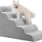 MIHIKK Dog Stairs Ramp, Curved 5-Step Dog Steps for Small Dogs and Cats, Pet Stairs for High Beds and Couch with Anti-Slip Washable Cover and Durable High Density Foam, Grey