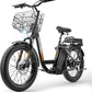 Caroma Electric Scooter with Seat, 48V Removable Battery E-Bike, Up to 30Miles&20MPH, 500/800/1200W Motor, 20" Fat Tire Adult Electric Bicycles for Commuting with Basket
