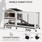 2-Story Indoor Rabbit Hutch with Chew-Proof Outdoor Rabbit Cage with 6 Locking Casters Bunny Cage 2 Pull-Out Trays Guinea Pigs Cage 62" Brown