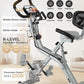 pooboo Folding Exercise Bike, Foldable Upright Stationary Bike, Indoor Cycling Magnetic X-Bike with 8-Level Adjustable Resistance, 6.6 LBS Flywheel, 300LB Capacity, Bottle Holder & Back Support Cushion for Home Gym