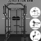 Eonfit E5 Smith Machine with Vertical Leg Press, Power Cage Squat Rack with LAT-Pull Down Cable Crossover Rotating Arms System Home Gym Equipment All in One (E5 RED)