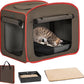 Petsfit Portable Cat Crate with Litter Box and Soft Cushion, Collapsible Pop Up Cat Kennel with Carrying Bag for Travel