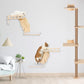 Cat Wall Perches, 2-Levels Corner Shelves Wall-Mounted Platform with Scrathing Mat, Wood Furniture for Indoor Cats Climb,Play and Nap (Right)