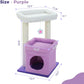 PEQULTI Cat Tree Flower Cat Tower for Indoor Cats with Private Cozy Cat Condo, Natural Sisal Scratching Posts and Plush Pom-pom for Small Cats, Purple