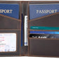 Real Leather Wallet Functional RFID Bifold Passport Holder Travel (Dark Brown)