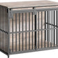 HOOBRO Dog Crate Furniture, 36.6" Heavy Duty Dog Kennel with Sliding Barn Door, Wooden Dog Cage Indoor, Decorative Side End Table for Small/Medium Dogs, Greige and Black GY162GW03G1