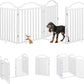 BHG Metal No-Assembly Freestanding Dog Gate with Door Walk Through, Extra Wide 96", Extra Tall 32" Pet Gate, Accordion Puppy Folding Playpen Dog Fence for Indoor & Outdoor, with 2PCS Support - White