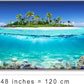 Tropical Island Coral Reef Landscape Canvas Wall Art for Living Room,Unique View Split Waterline Scenery,Beautiful Nature Summer Travel Scenic Picture Print Artwork Painting Decor,Inner Frame 24x48