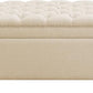 51" Fabric Storage Ottoman Bench, Upholstered Rectangle End of Bed Storage Ottoman Tufted Living Room Bedroom Bench with Safety Hinge, Solid Wood Legs, Loads 500 lb(Khaki)