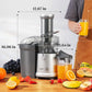 GDOR 1200W Juicer, 3.2" Wide Chute, Titanium-Enhanced Blade, Heavy-Duty Copper Motor, Dual Speed Centrifugal Juice Extractor, BPA-Free, Silver