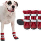 Spark Paws Dog Shoes, Waterproof Dog Boots for Medium to Large Dogs, Non Slip, Breathable Dog Booties and Paw Protectors - 4PCS Doggie Hiking Boots with Reflective Straps - Red, Size 5