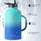 Trebo Half Gallon Water Bottle Insulated with Handle, 64 oz Double Wall Stainless Steel Metal Large Jug, Travel Flask with Straw Spout Lid, Mug Tumbler Cup with Carry Pouch, Keep Cold Hot, Blue