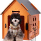 Dog House Indoor for Small Dogs or Cats, Cozy Wooden Design, Small Indoor Bed House, with Air Vents and Elevated Floor Warm Dog Cave (Orange)