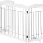 Spirich Free Standing Foldable Wire Pet Gate for Dogs, 80 Inches Extra Wide, 30 Inches Tall 4 Panels Dog Gate for The House, Doorway, Stairs, Pet Puppy Safety Fence, Sliver White