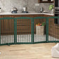 Freestanding Pet Gate for Dogs, Foldable Wooden Dog Gate for House, Extra Wide Indoor Pet Barrier for Stair, Doorway, Hall, Support Feet Included, 120 Inch Wide, 6 Panels 24",Green