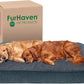 Furhaven Orthopedic Dog Bed for Large Dogs w/ Removable Bolsters & Washable Cover, For Dogs Up to 125 lbs - Sherpa & Chenille Sofa - Orion Blue, Jumbo Plus/XXL