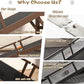61" Dog Ramp for Bed, Pet Ramp with Removable Side Rail and Non-Slip Surface, Pet Ramp for Small & Large & Senior Dogs with Rest Platform and DIY Glow Strips,Dog Stairs for Couch, Brown
