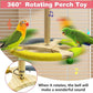 PINVNBY Hanging Bird Stand Perch Toy Wooden Spinning Parrot Perch with Cotton Rope and Bell Interactive Cockatiel Toy Bird Cage Accessories for Parakeets Conures Budgies Finches Lovebirds
