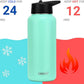 DRINCO Stainless Steel Water Bottle Spout Lid Vacuum Insulated Double Wall Water Bottle Wide Mouth (40oz 32oz 22oz 18oz 14oz) Leak Proof Keeps Cold or Hot (32 oz, 32oz Teal)