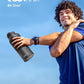 Water Bottle 32 oz Insulated with Straw, Coolflask Stainless Steel Metal 3 Lids Water Flask Wide Mouth for Sports or Office, Non-BPA Keep Cold Up to 48 Hrs or Hot Up to 24 Hrs, Magic Black